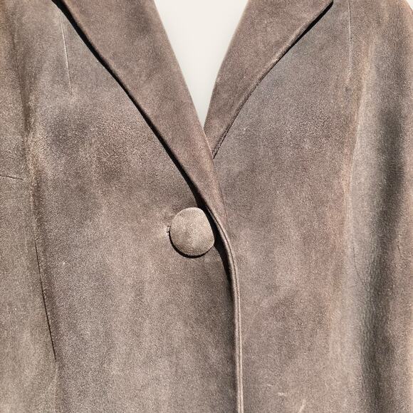 VTG Slouchy Brown Suede Overcoat | Nylon Lining | M | Minimalist Outerwear - Picture 9 of 10
